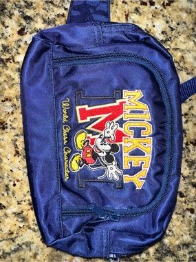 Vintage Disney Mickey Mouse "World Class Character" navy blue nylon fanny pack